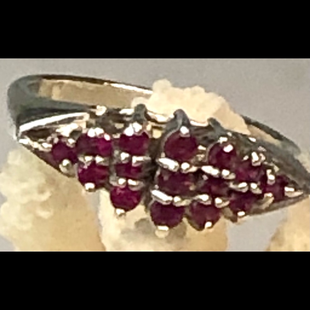 Genuine Ruby Cluster Sterling Silver Ring